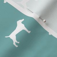 jack russell silhouette fabric dog silhouette fabric - gulf blue
