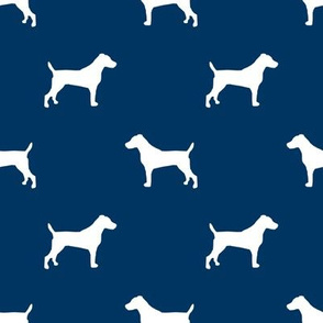 jack russell silhouette fabric dog silhouette fabric - navy