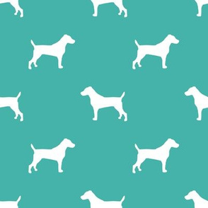 jack russell silhouette fabric dog silhouette fabric - turquoise