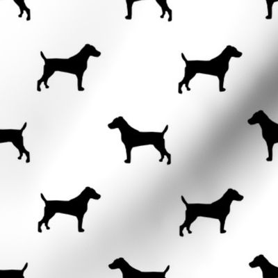 jack russell silhouette fabric dog silhouette fabric - white and black