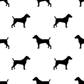 jack russell silhouette fabric dog silhouette fabric - white and black