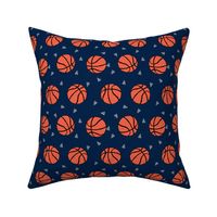 basketball fabric // sports basketball themed fabric - navy