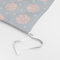 basketball fabric // sports basketball themed fabric - navy