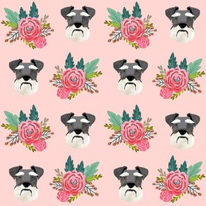 schnauzer dog fabric florals dog head fabric pink