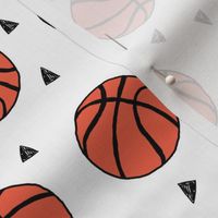 basketball fabric // sports basketball themed fabric - white