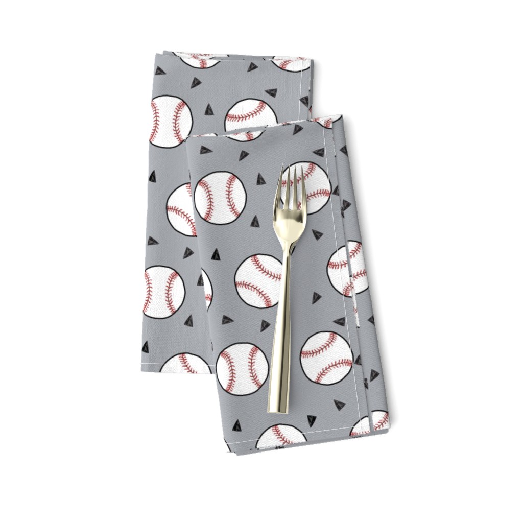 baseball fabric // sports baseball american themed fabric - grey