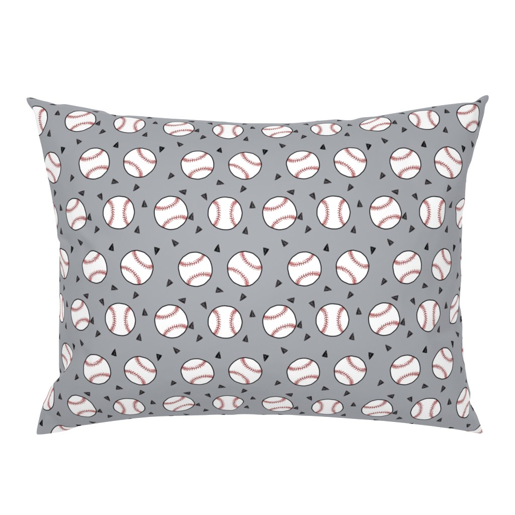 baseball fabric // sports baseball american themed fabric - grey