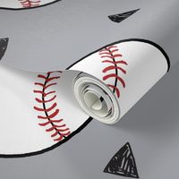 baseball fabric // sports baseball american themed fabric - grey