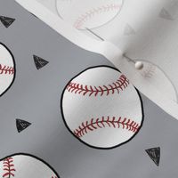 baseball fabric // sports baseball american themed fabric - grey