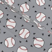 baseball fabric // sports baseball american themed fabric - grey