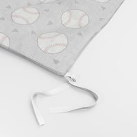 baseball fabric // sports baseball american themed fabric - grey