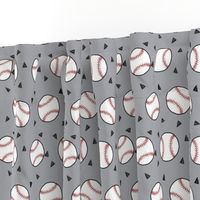 baseball fabric // sports baseball american themed fabric - grey