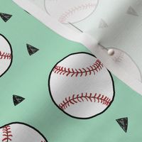 baseball fabric // sports baseball american themed fabric - mint