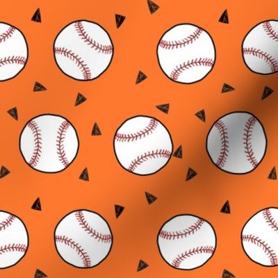 baseball fabric // sports baseball american themed fabric - orange