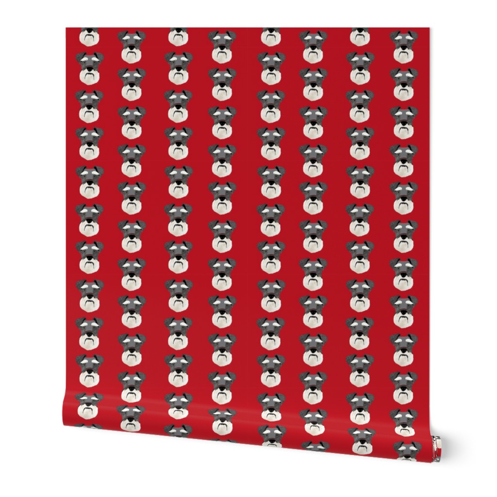 schnauzer head fabric dog head fabric dogs pets pet fabric - red