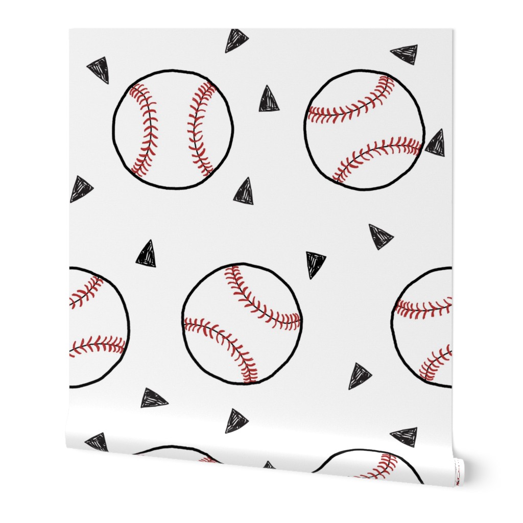 baseball fabric // sports baseball american themed fabric - white