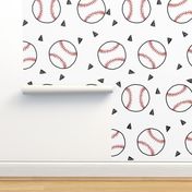 baseball fabric // sports baseball american themed fabric - white