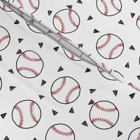 baseball fabric // sports baseball american themed fabric - white