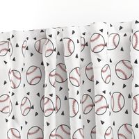 baseball fabric // sports baseball american themed fabric - white