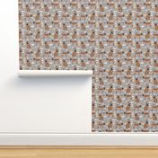 sharpei fabric dog design coffee fabric sharpei dogs- grey