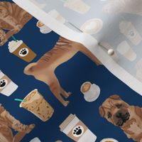 sharpei fabric dog design coffee fabric sharpei dogs- navy