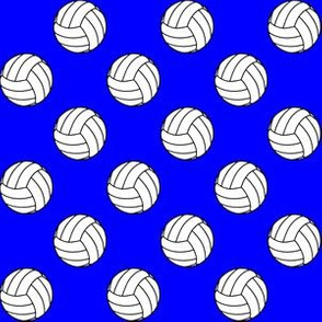 One Inch Black and White Volleyballs on Blue