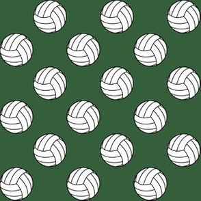 One Inch Black and White Volleyballs on Hunter Green