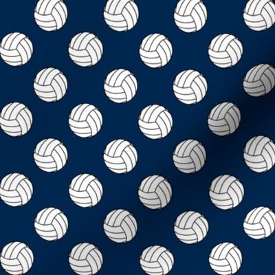 One Inch Black and White Volleyballs on Navy Blue