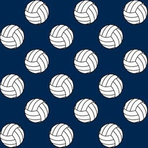 One Inch Black and White Volleyballs on Navy Blue
