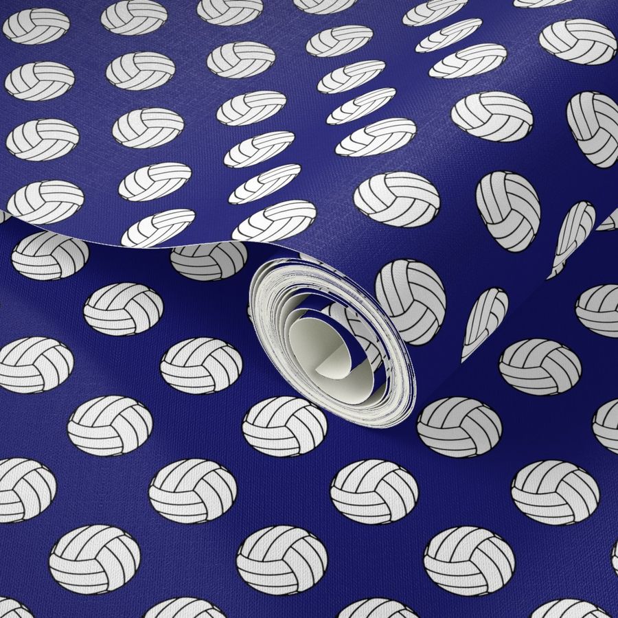 One Inch Black and White Volleyballs on Midnight Blue