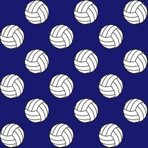 One Inch Black and White Volleyballs on Midnight Blue