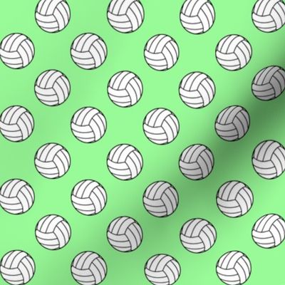 One Inch Black and White Volleyballs on Mint Green