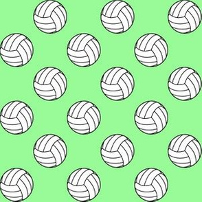 One Inch Black and White Volleyballs on Mint Green