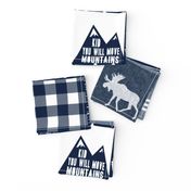 Little Man & You Will Move Mountains Quilt Top - Navy