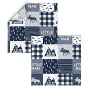 Little Man & You Will Move Mountains Quilt Top - Navy