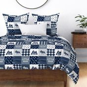 Little Man & You Will Move Mountains Quilt Top - Navy