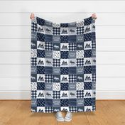 Little Man & You Will Move Mountains Quilt Top - Navy