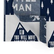 Little Man & You Will Move Mountains Quilt Top - Navy