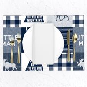 Little Man & You Will Move Mountains Quilt Top - Navy