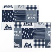 Little Man & You Will Move Mountains Quilt Top - Navy