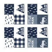 Little Man & You Will Move Mountains Quilt Top - Navy (90)