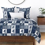 Little Man & You Will Move Mountains Quilt Top - Navy (90)