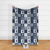 Little Man & You Will Move Mountains Quilt Top - Navy (90)