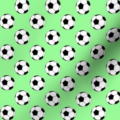 One Inch Black and White Soccer Balls on Mint Green