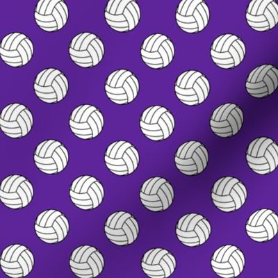 One Inch Black and White Volleyballs on Purple