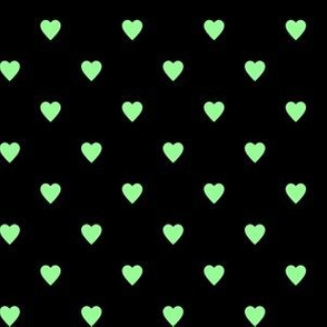 Mint Green Hearts on Black