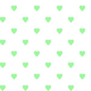 Mint Green Hearts on White