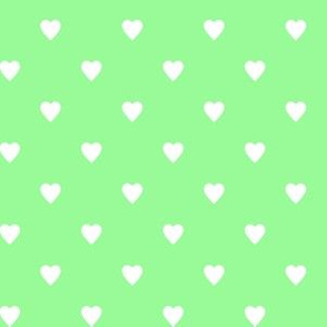 White Hearts on Mint Green