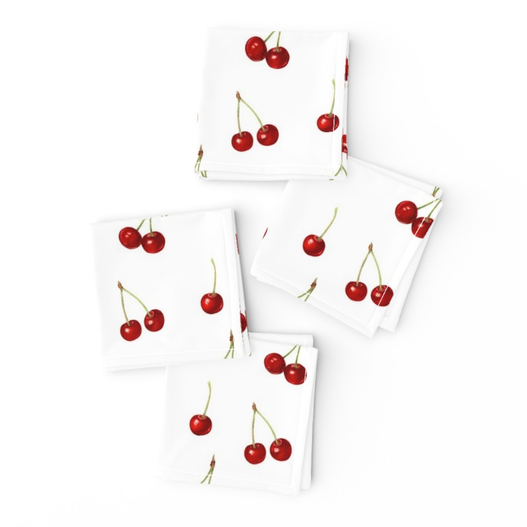 yummy red cherries on white