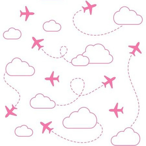 Jets in Clouds - Pink on White